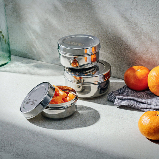 Trio med tre rundt bokser - perfekt til snacks på farten