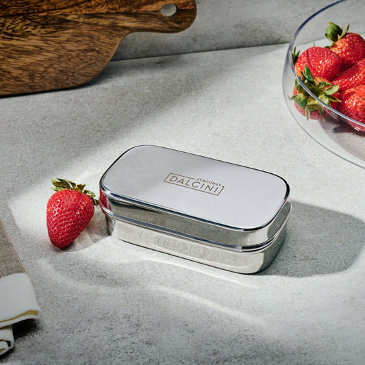 Liten snackboks i rustfritt stål